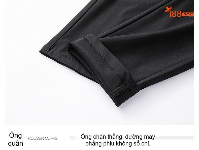 Quần Âu Nam Dáng Ôm Vải Lụa Băng Chống Nhăn Dễ Ủi Màu Đen, Xám, Kem chi tiết 39