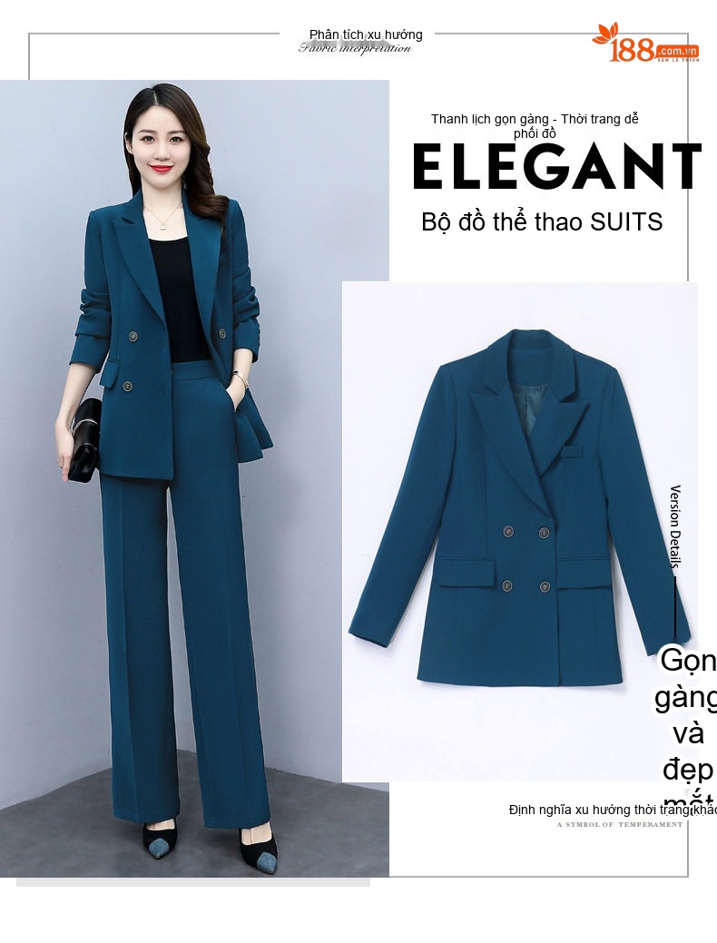 Bộ Vest Công Sở Nữ Dáng Ôm Phong Cách Thời Trang Màu Đen, Đỏ Rượu, Xanh, Trắng Kem chi tiết 6