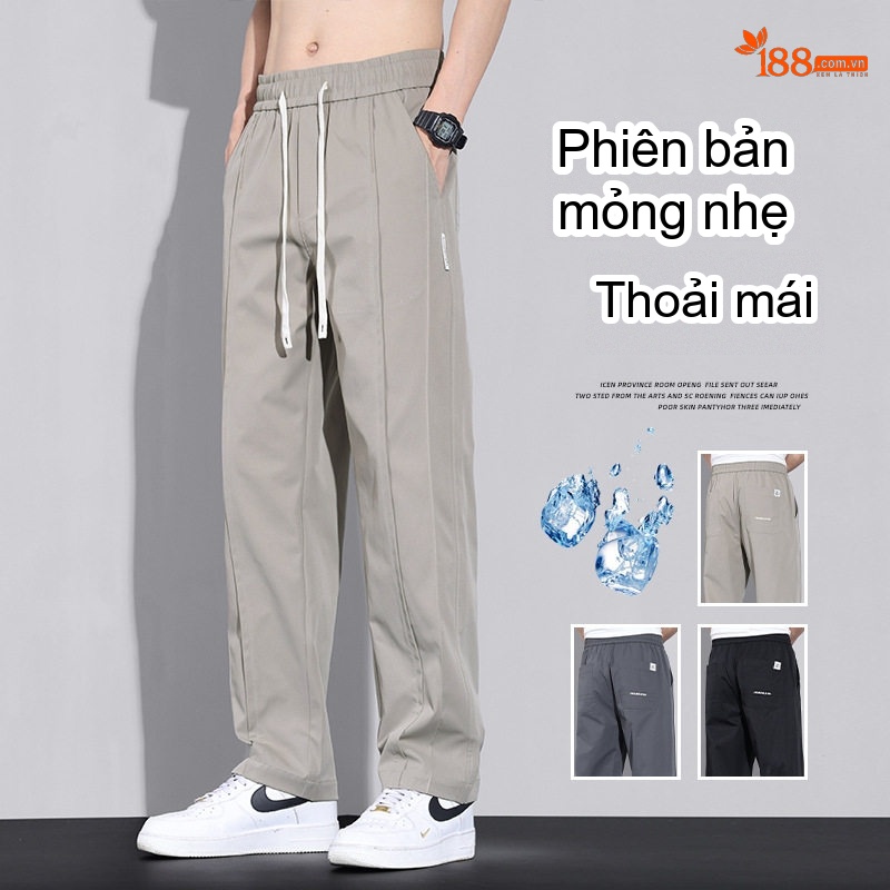 Quần Dài Nam Ống Rộng Thoáng Mát Chống Nhăn Màu Xám, Đen, Kem