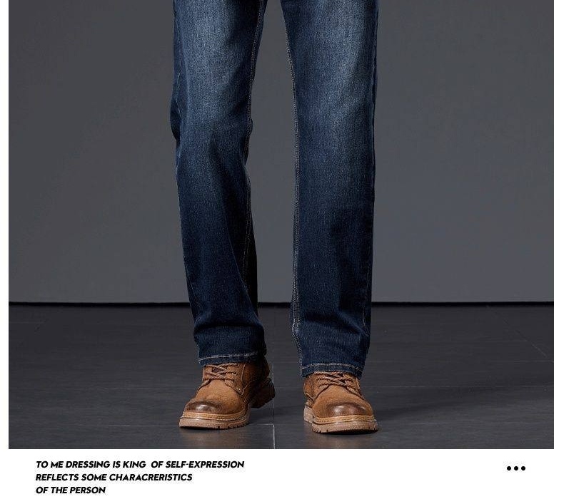 Quần Jeans Nam Ống Đứng Rộng Co Giãn Thoải Mái Màu Xám Xanh Đậm chi tiết 15