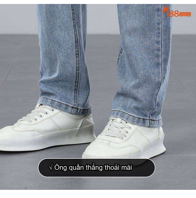Quần Jean Nam Ống Suông Dáng Rộng Cotton Co Giãn Màu Xanh Nhạt, Xanh Đậm chi tiết 24