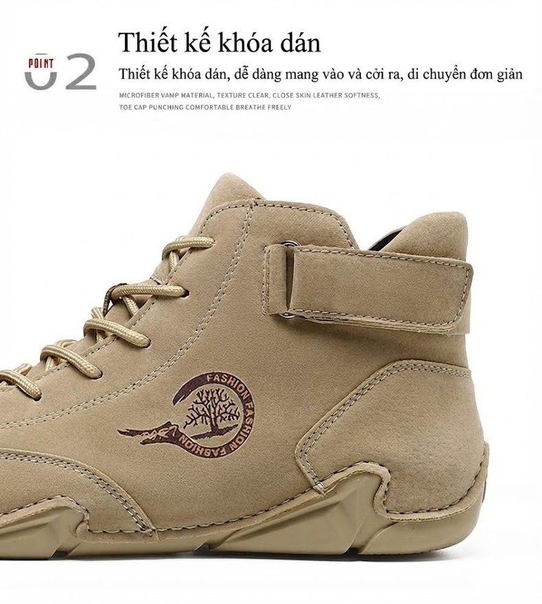 Giày Boot Nam Cổ Cao Da Mờ Lót Lông Ấm Áp Chiều Cao Đế Khoảng 3cm Màu Be, Đen, Xám chi tiết 8