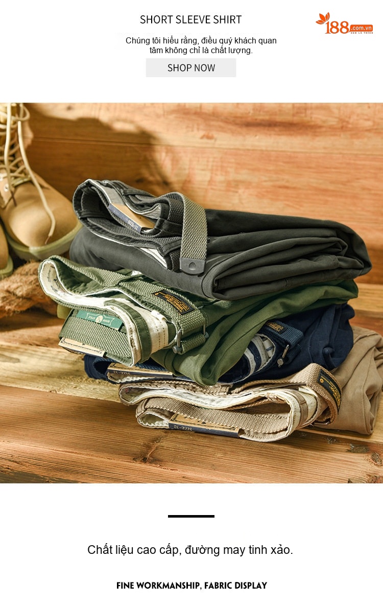 Quần Jogger Nam Cotton Ống Loe Túi Hộp Phong Cách Mỹ Màu Be, Xanh Rêu, Xám, Xanh Navy chi tiết 2