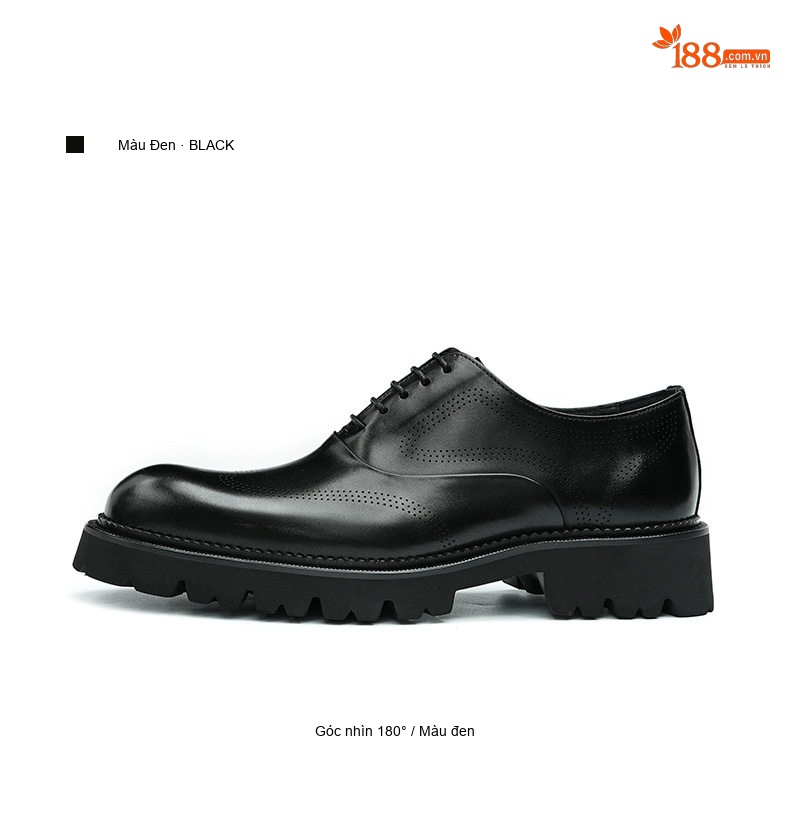 Giày Tây Brogue Nam Da Bóng Đế Dày Chiều Cao Đế 4cm Màu Đen, Nâu chi tiết 15