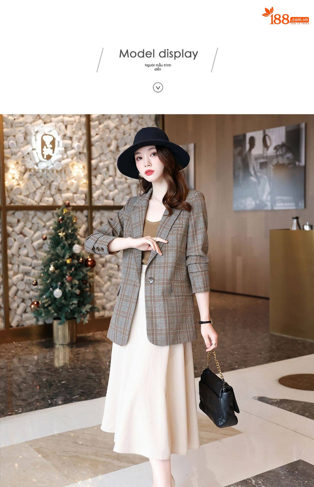 Áo Khoác Blazer Nữ Kẻ Ô Một Nút Phong Cách Thời Trang Thanh Lịch chi tiết 6
