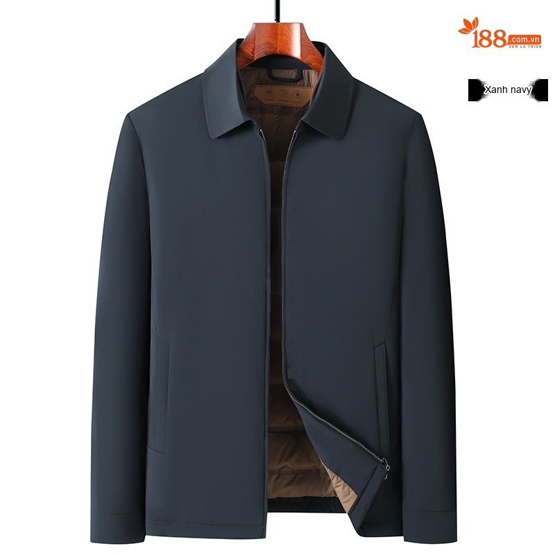 Áo Khoác Phao Nam Lông Vũ 90% Mới Giữ Ấm Phong Cách Doanh Nhân Màu Xanh Navy, Đen, Xám