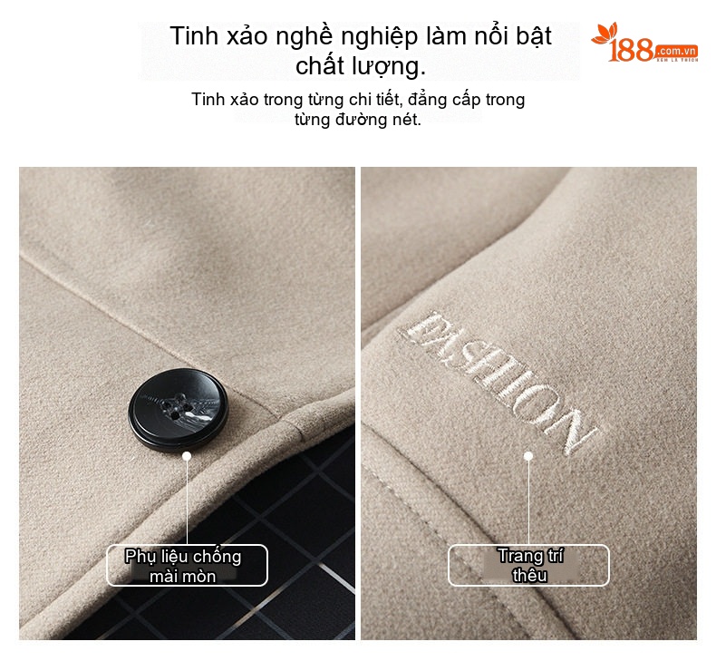 Áo Khoác Jacket Nam Cổ Bẻ Dáng Ôm Vừa Phong Cách Doanh Nhân Màu Đen, Nâu, Be chi tiết 6