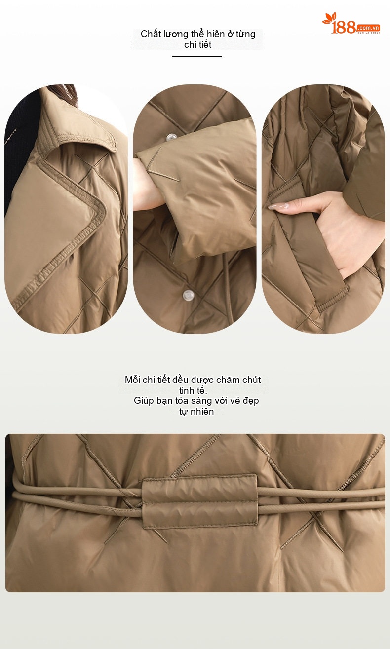 Áo Khoác Phao Nữ Dáng Vest Ôm Dáng Thời Trang Màu Đen, Nâu chi tiết 11
