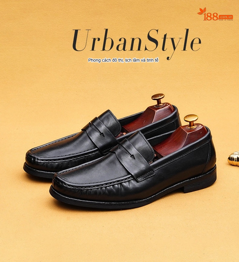 Giày Lười Nam Da Ngựa Chiều Cao Đế Khoảng 2cm Phong Cách Retro Màu Nâu, Đen, Vàng chi tiết 1