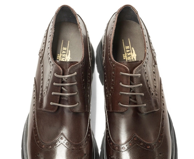Giày Tây Buộc Dây Nam Da Thật Kiểu Brogue Chiều Cao Đế Khoảng 4cm Màu Đen, Nâu chi tiết 9