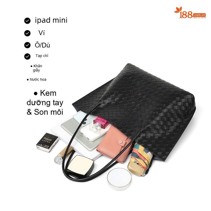 Túi Tote Nữ Thiết Kế Độc Đáo Da Bò Cao Cấp Phong Cách Thời Trang Công Sở Màu Đen