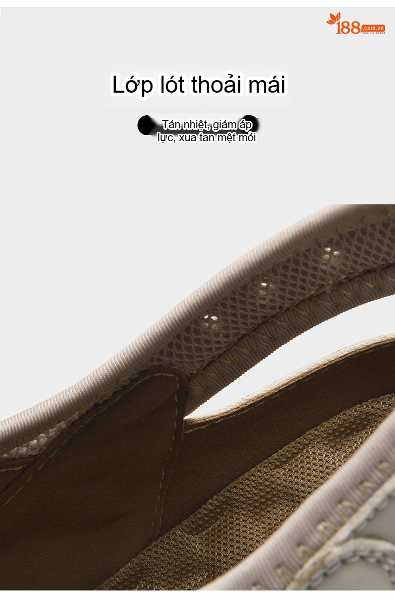 Dép Sandal Nam Mũi Bít Lưới Thoáng Khí Size Lớn Đế Cao 3cm chi tiết 8