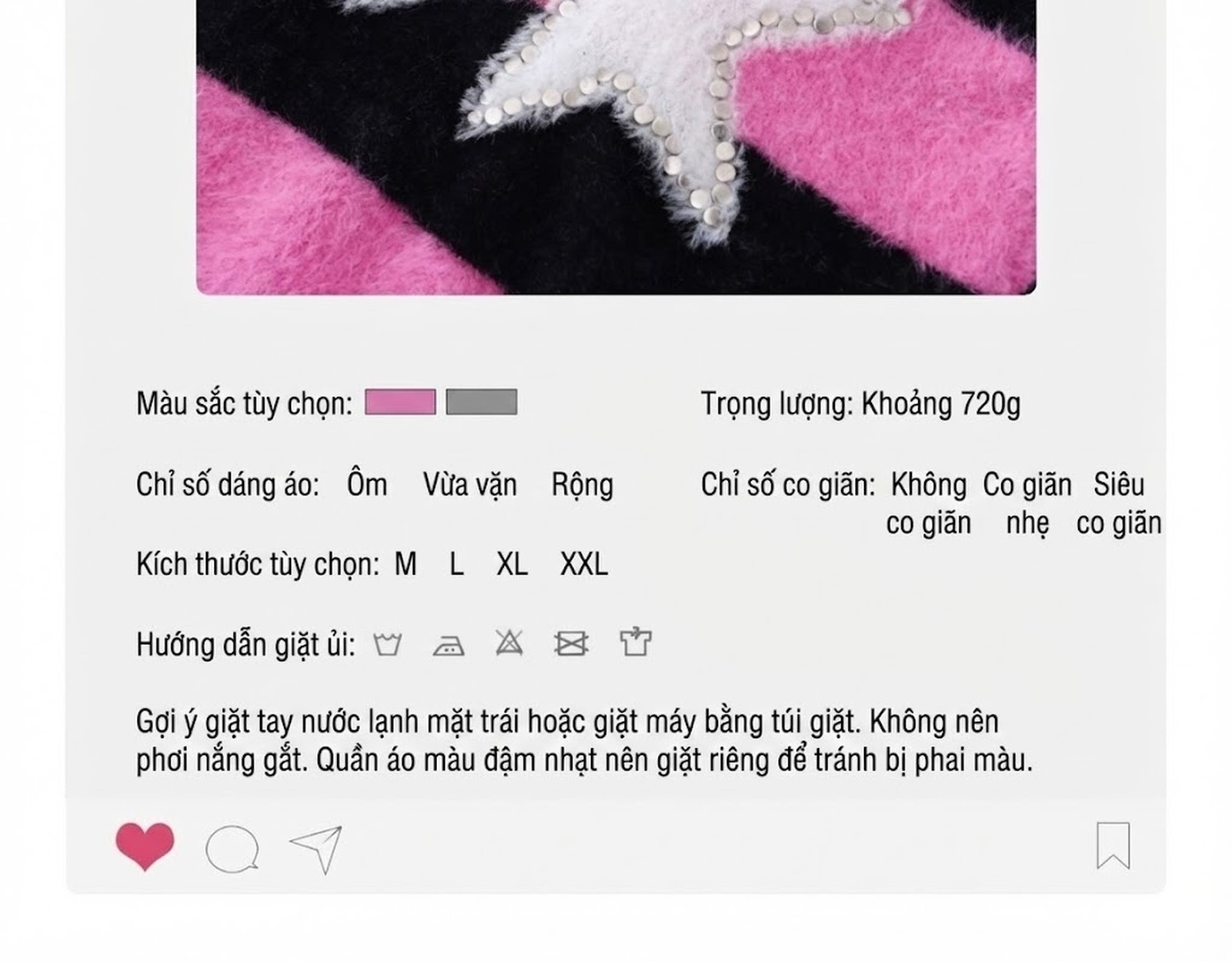 Áo Sweater Dệt Kim Sọc Ngang Đính Đá Hình Ngôi Sao Phong Cách Mỹ Màu Hồng, Đen, Xám, Xanh... chi tiết 8