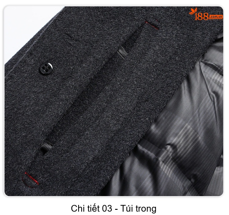Áo Khoác Dạ Nam Dáng Dài Vừa Có Lớp Lót Lông Vũ Tháo Rời Màu Xám, Đen chi tiết 20