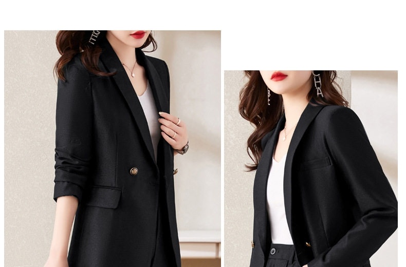 Set Bộ Vest Nữ Quần Ống Rộng Dáng Ôm Thanh Lịch Màu Đỏ, Xanh Lá, Đen chi tiết 48
