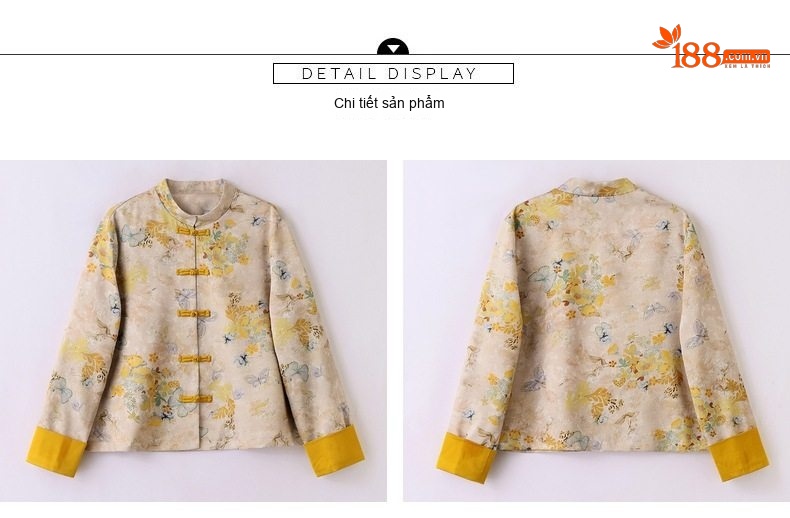 Áo Khoác Nữ Cổ Tàu Tay Lỡ Họa Tiết Phong Cách Trung Hoa chi tiết 22