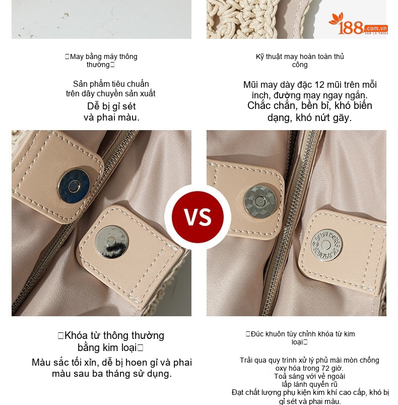 Túi Tote Nữ Đan Móc Thủ Công Lưới Lớn Đựng Đồ Đi Biển chi tiết 6