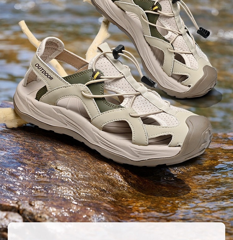 Sandal Nam Bít Mũi Dây Rút Thể Thao Leo Núi Chống Trượt Thoáng Khí Đế Cao 3cm chi tiết 6