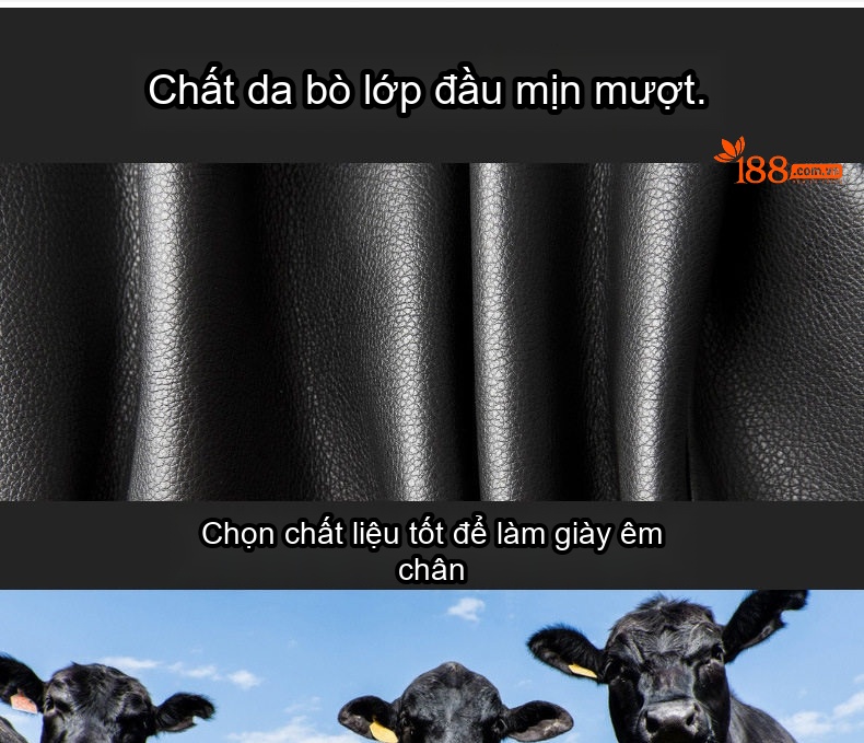 Giày Tây Buộc Dây Nam Da Bò Chiều Cao Đế Khoảng 3cm Màu Đen chi tiết 7