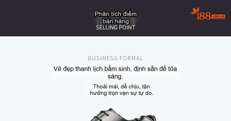 Giày Tây Buộc Dây Nam Da Bóng Brogue Chiều Cao Đế Khoảng 3cm Màu Đen, Nâu chi tiết 3
