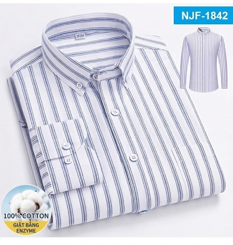 Áo Sơ Mi Tay Dài Cotton Oxford Dáng Rộng Thoải Mái Màu Trắng, Xám, Xanh, Đỏ... chi tiết 36