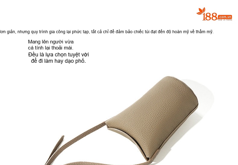 Túi Đeo Chéo Nữ Da Bò Mini Thiết Kế Tinh Tế Màu Be, Nâu chi tiết 27