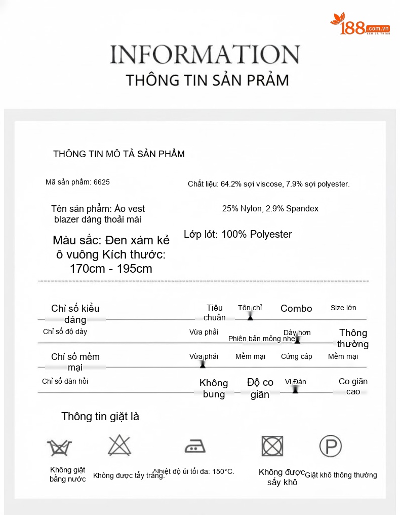 Áo Vest/Blazer Nam Kẻ Caro Co Giãn Vải Nylon Phong Cách Hàn Quốc Màu Xám, Xanh Đen chi tiết 10