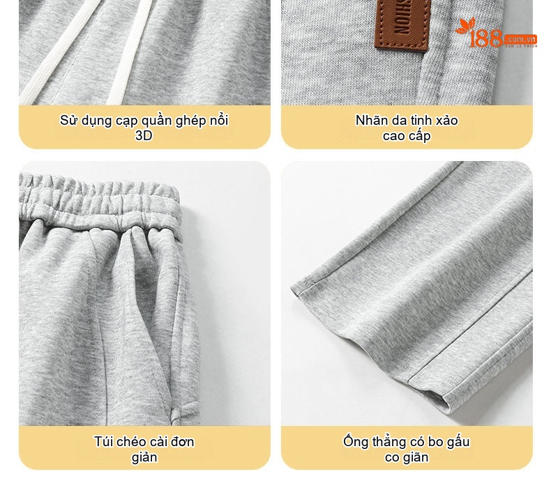 Quần Ống Rộng Nam Dáng Suông Phong Cách Hàn Quốc Màu Đen, Xám chi tiết 12