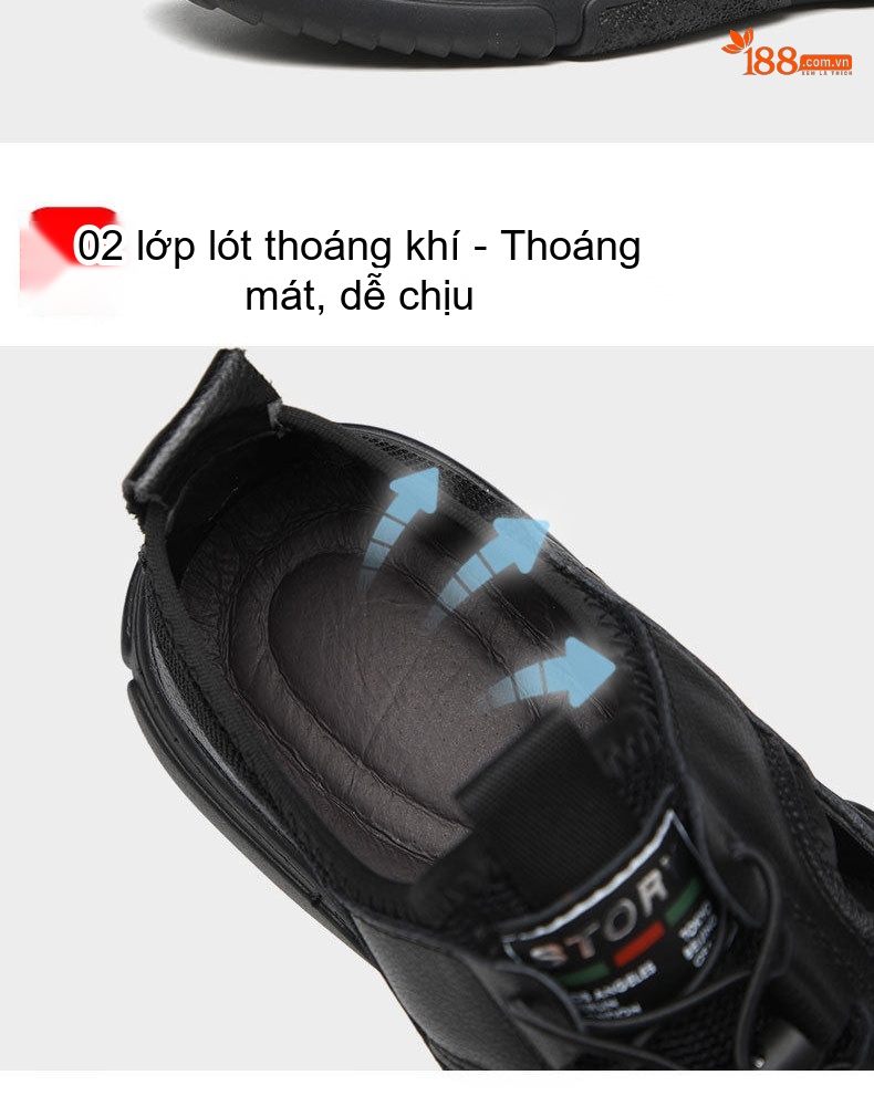 Dép Sục Nam Da Thật Thoáng Khí Chống Trượt Chiều Cao Đế Khoảng 3cm Màu Nâu, Đen chi tiết 10