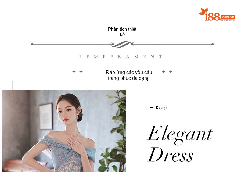 Váy Dạ Hội Nữ Hở Vai Thiết Kế Sang Trọng Màu Xanh Lam chi tiết 2