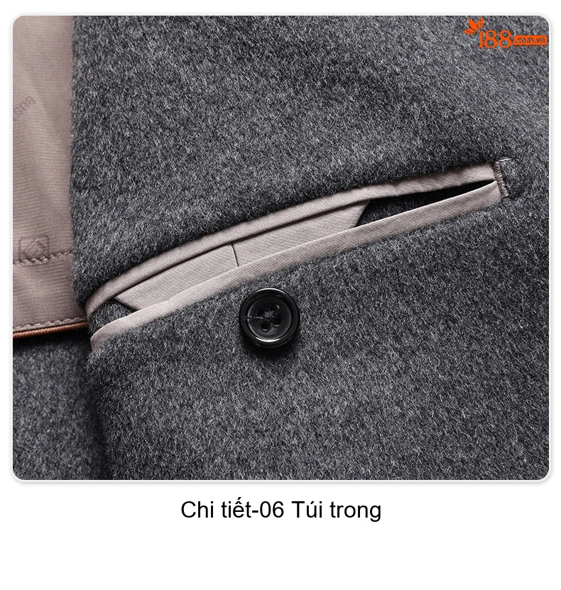 Áo Khoác Dạ Nam Trung Niên Dáng Dài Vừa Vải Len Hai Mặt Màu Xám, Đen, Xanh Navy chi tiết 27