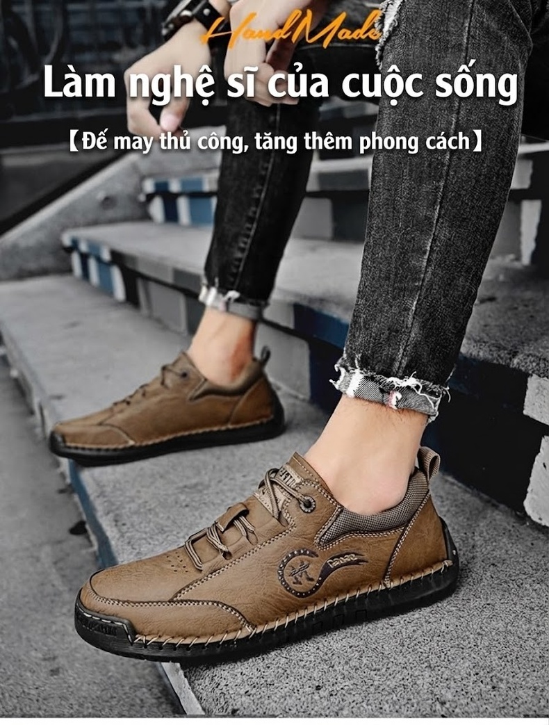 Giày Tây Buộc Dây Nam Da Bóng Chiều Cao Đế Khoảng 3cm Màu Đen, Nâu chi tiết 23