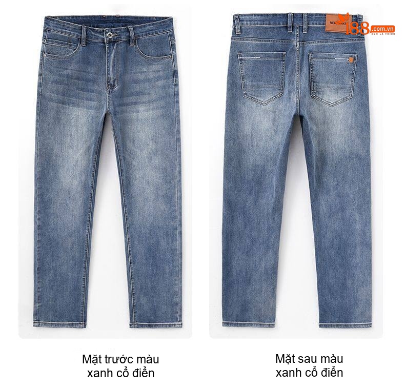 Quần Jean Dài Nam Cotton Co Giãn Thoải Mái Dáng Suông Màu Xanh Dương, Đen, Xám chi tiết 21