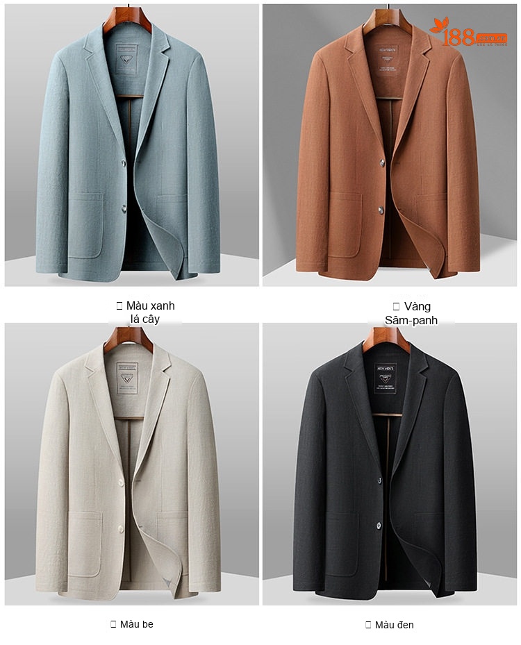Áo Vest Blazer Nam Cotton Mát Mẻ Phong Cách Casual Màu Nâu, Xanh, Đen, Kem... chi tiết 9
