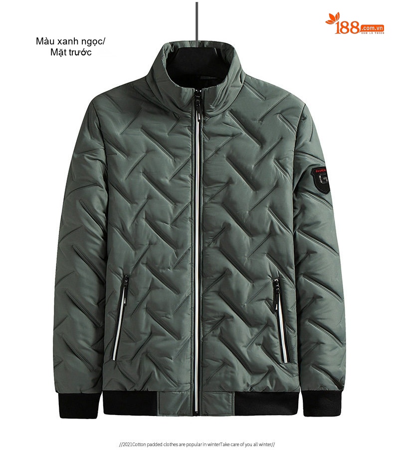 Áo Khoác Bomber Nam Cotton Lót Lông Vũ Giữ Ấm Phong Cách Hàn Quốc Màu Đen, Xám, Xanh Rêu chi tiết 14