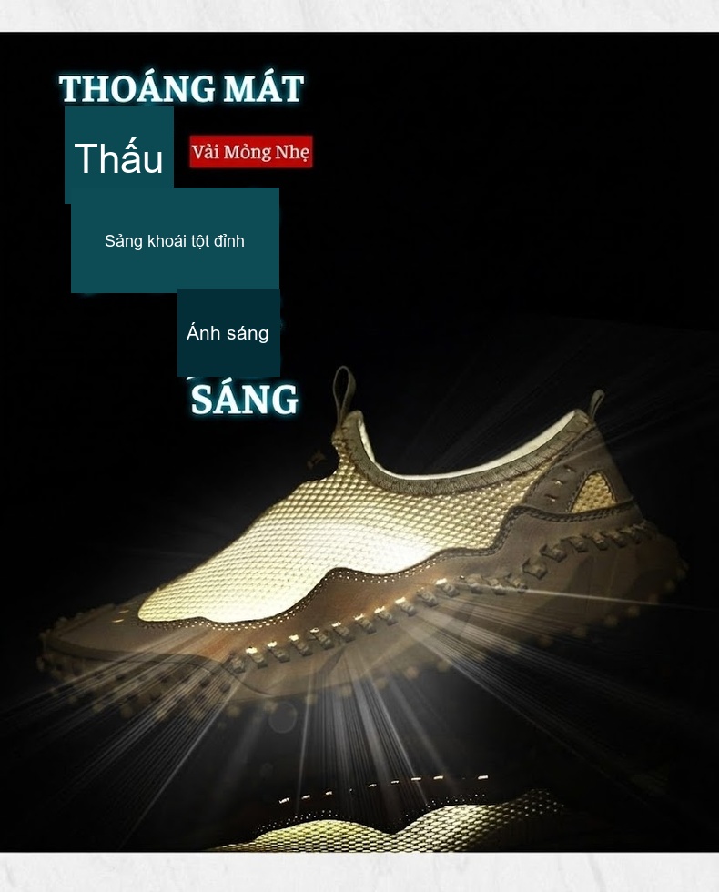 Sandal Nam Vải Lưới Thoáng Khí Nhanh Khô Đế Cao 3cm chi tiết 4