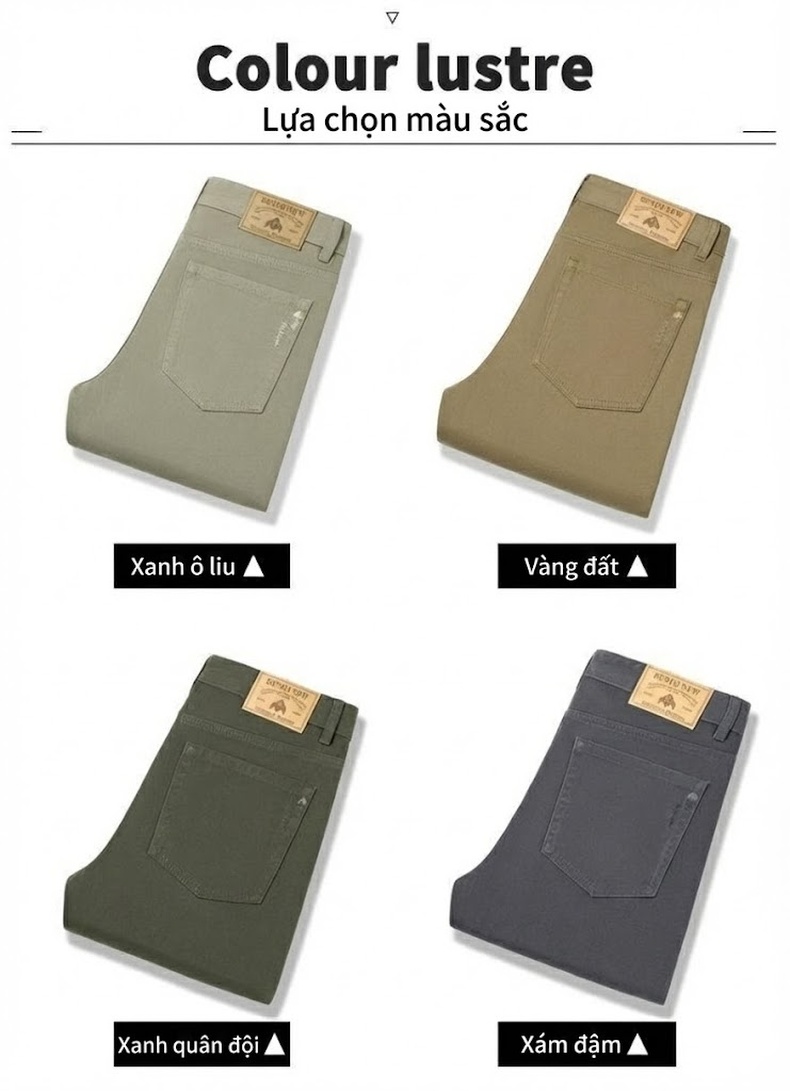 Quần Dài Nam Cotton Ống Rộng Thoải Mái Màu Xám, Nâu, Xanh Rêu chi tiết 7
