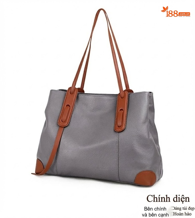 Túi Tote Nữ Da Thật Đựng Đồ Dung Lượng Lớn Phong Cách Cao Cấp Màu Đen chi tiết 20