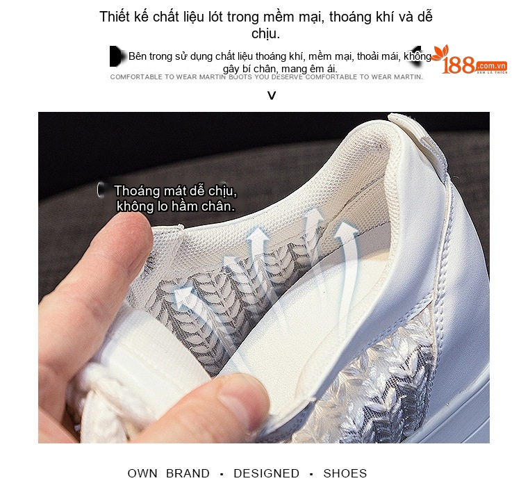 Giày Thể Thao Nữ Lưới Thoáng Khí Đế Dày 12cm Phong Cách Thời Trang Màu Trắng, Đen chi tiết 7