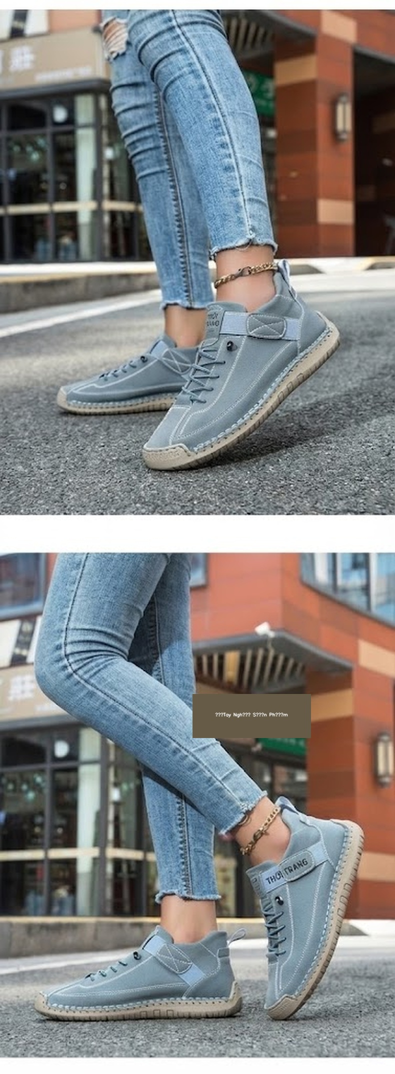 Giày Mọi Nữ Thủ Công Mềm Mại Đế Bằng Chiều Cao Đế Khoảng 2cm Màu Kem, Xám, Xanh Navy chi tiết 18