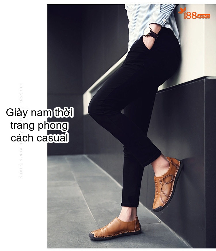 Giày Lười Nam Da Bò Chiều Cao Đế Khoảng 2cm Màu Đen, Nâu chi tiết 12