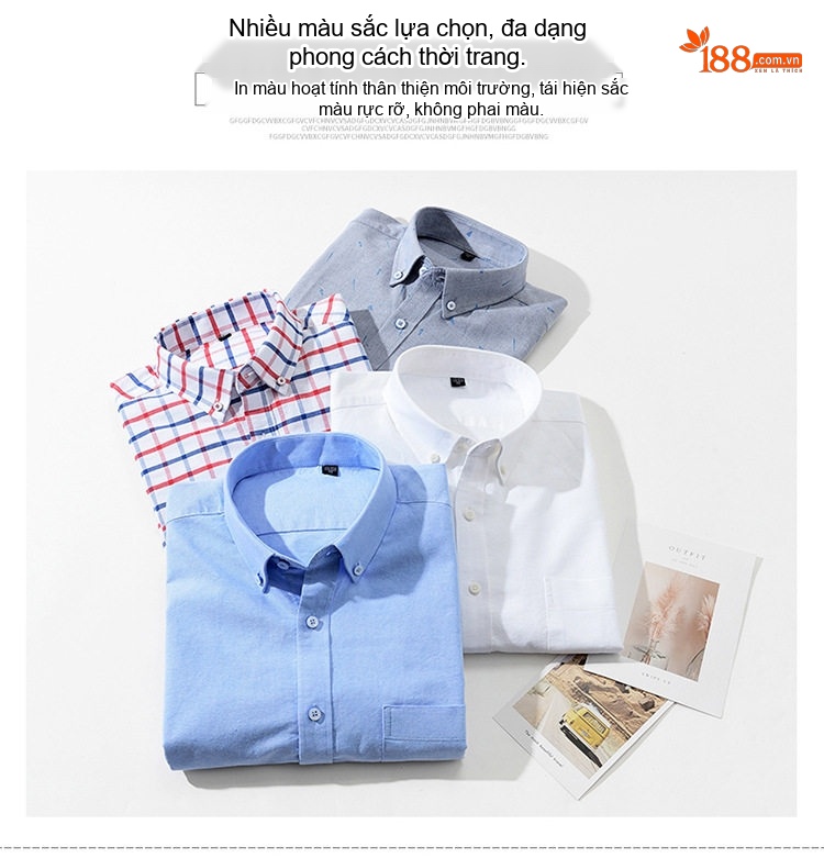 Áo Sơ Mi Tay Dài Nam Cotton Dáng Ôm Vừa Vặn Màu Xanh, Đen, Tím, Trắng... chi tiết 8
