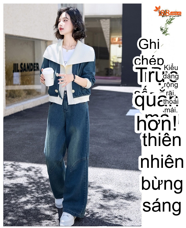 Set Bộ Quần Áo Jean Nữ Thiết Kế Khoét Nối Màu Sắc Trẻ Trung chi tiết 18