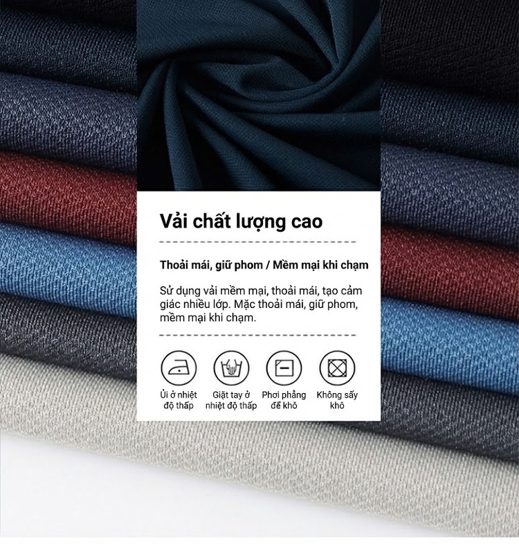 Áo Polo Nam Tay Ngắn Lụa Tằm Mùa Hè Form Rộng Màu Xanh Dương, Xanh Navy, Đỏ Rượu, Xám... chi tiết 7