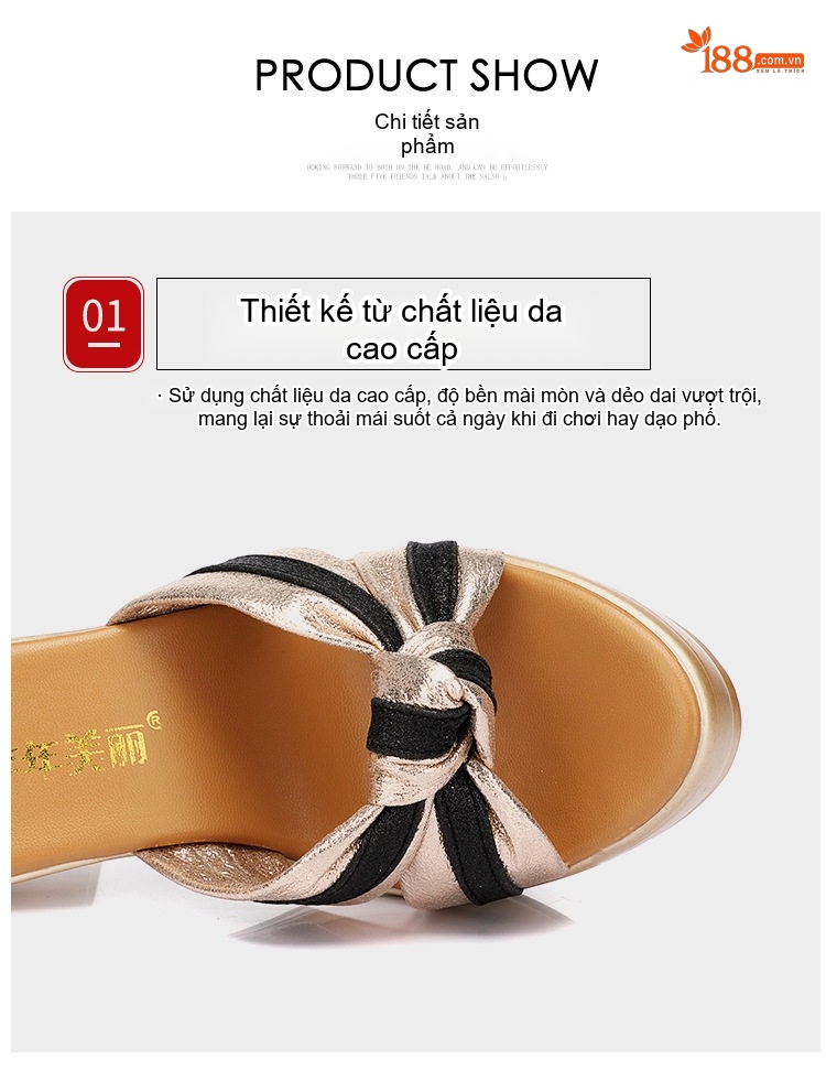 Dép Sục Nữ Quai Ngang Đế Xuồng Chiều Cao Đế Khoảng 8cm Màu Vàng, Đen chi tiết 6