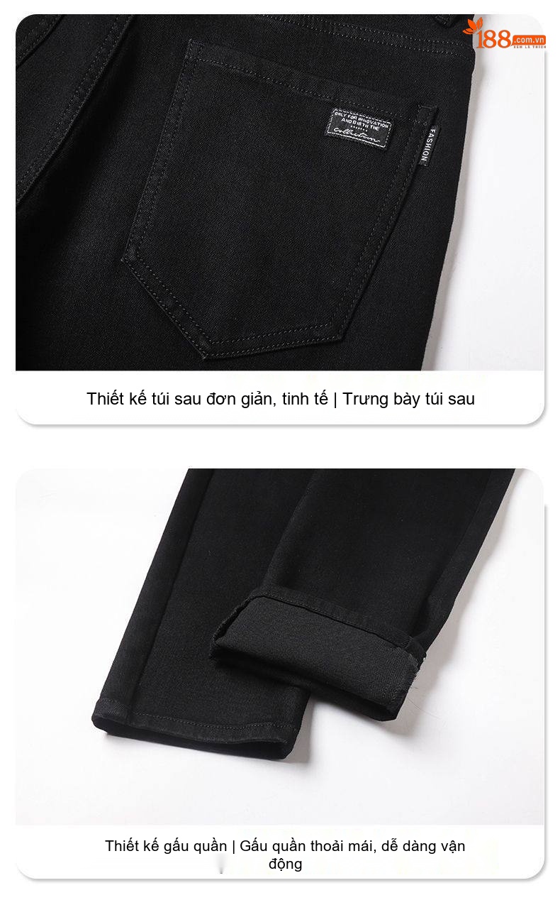 Quần Jeans Dáng Ôm Ống Đứng Nam Màu Xám Khói, Đen, Xanh Navy chi tiết 21