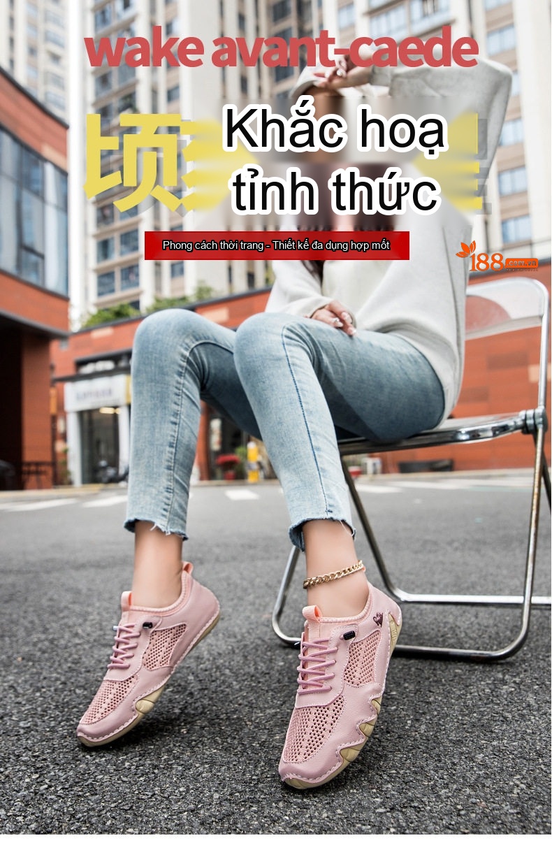 Giày Thể Thao Lưới Thoáng Khí Nam Nữ Size Lớn Outdoor Chiều Cao Đế Khoảng 2cm Màu Hồng, Xanh Lá, Xanh Dương chi tiết 1