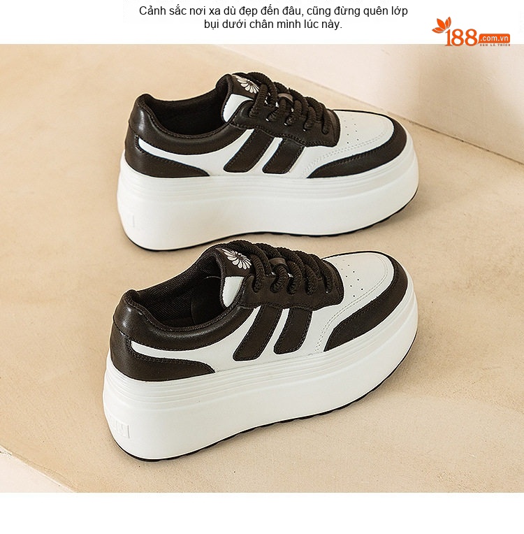 Giày Thể Thao Nữ Đế Cao Chiều Cao Đế Khoảng 5cm Phối Màu Đen, Trắng chi tiết 20