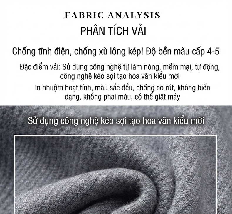 Áo Len Cổ Cao Nam Dệt Kim Lót Lông Cừu Màu Xám, Nâu, Vàng, Trắng... chi tiết 7
