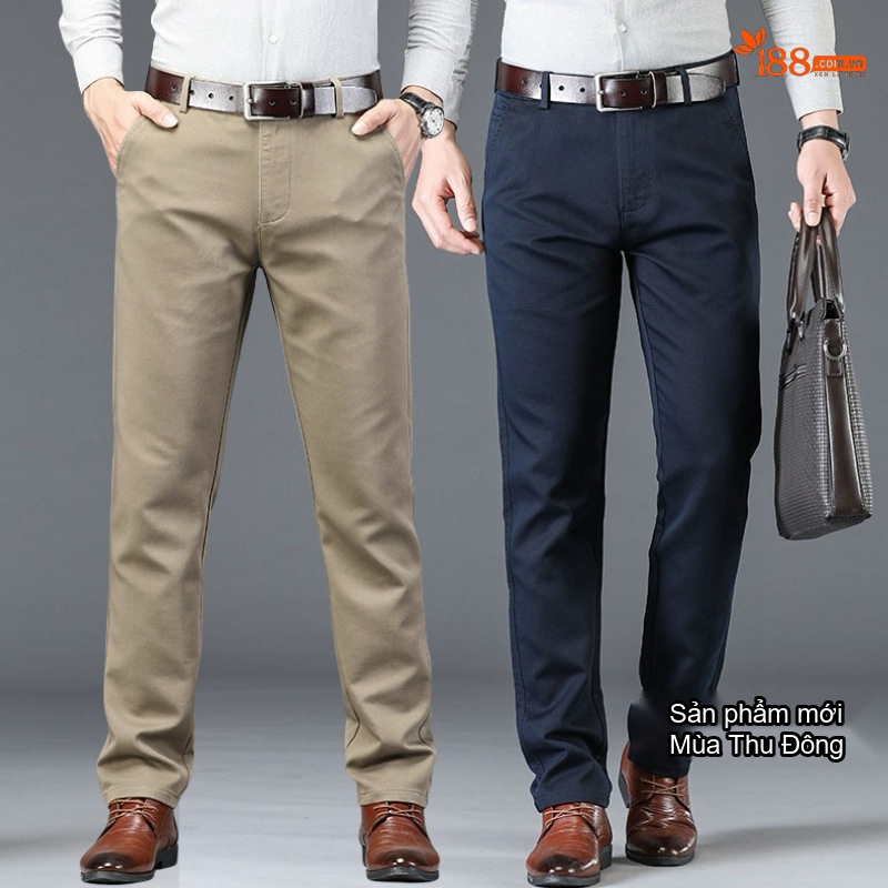 Quần Dài Nam Ống Đứng Dáng Rộng Phong Cách Hàn Quốc Công Sở Màu Be, Xanh Navy, Nâu, Đen